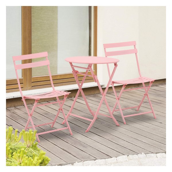 Bistroset - Balkonmeubel - Inklapbaar - Roze