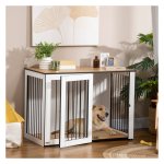Hondenkennel - LuxePaws - Spaanplaat - Walnoot+Wit