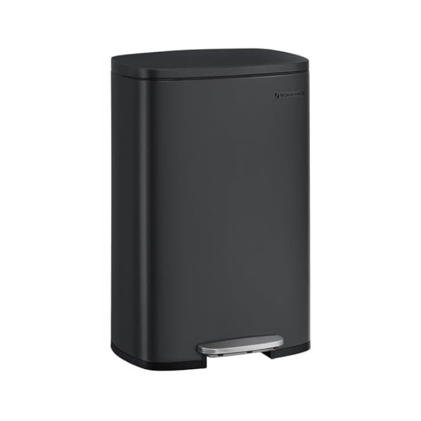 Vuilnisbak keuken 50 liter afval bin pedaal bak met deksel zachte dichte voet pedaal stalen binnen bucket zwart