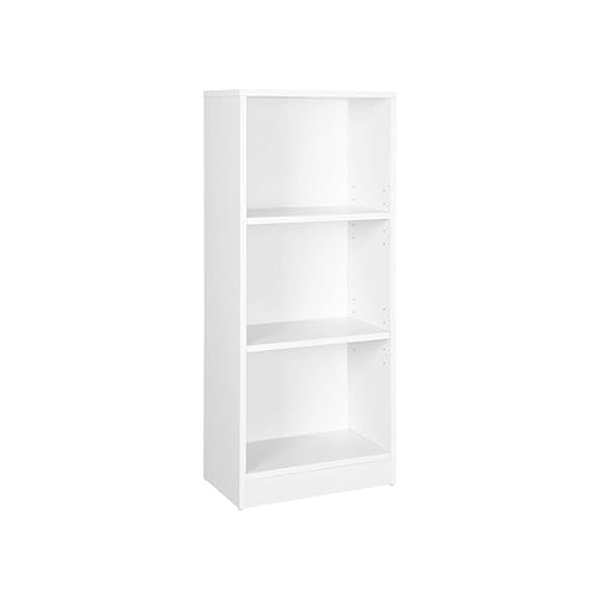 boekenkast met 3 compartimenten, verstelbare planken, witte planken, bestandsrek voor woonkamer, kinderkamer en thuiskantoor, 40 x 93 x 24 cm (w x h x d) lbc103W, groot