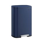 Garbage Bin Kitchen 50 Liter Waste Bin Pedal Bin met deksel zachte dichte voet pedaal stalen binnenste bucket blauw