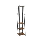 Industrieel ontwerp Kast Rek Rek Rek Rek 3 Plank Haak Kleding Rail stevig metalen frame houten look vintage LCR80X