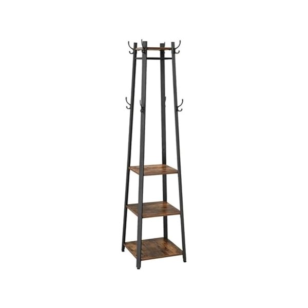 Industrieel ontwerp Kast Rek Rek Rek Rek 3 Plank Haak Kleding Rail stevig metalen frame houten look vintage LCR80X