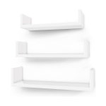 Muurplank set van 3 hangende plank 30/35/40 cm hoog glans oppervlakte decoratief creatief voor slaapkamer, woonkamer, keuken, gang, lading 3/4/5 kg, witte LWS40WT