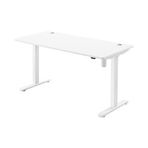 Elektrisch bureau, in hoogte verstelbaar, bureaustraam, bureaulijst met motor, 140 x 70 x (73-114) cm, staal, witte LSD012W01