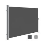Zijblind met stalen doos, anti-waaghest, intrekbaar, 180 x 300 cm, afdichting, zonbescherming, ondoorzichtig, windbreker, voor balkon, terras, tuin, antraciet grijs
