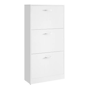 Schoenenrek met 3 compartimenten, schoenenrek met 3 niveaus, verstelbaar voor ingang, gang, woonkamer, slaapkamer, 60 x 24 x 120 cm (l x w x h), witte