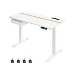 Hoogte verstelbaar bureau elektrisch, bureaublad 60 x 120 cm, stompeloos verstelbare, geheugenfunctie met 4 hoogten, witte