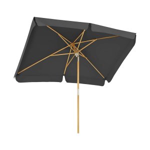 Parasol voor het balkon, 300 x 200 cm, rechthoekige balkonscherm, zonwering, parasolmast, parasolstok van hout, knikbaar, zonder standaard, tuin, outdoor, grijs GPU300G01
