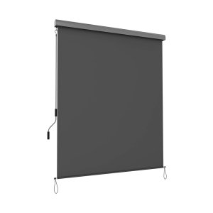 Verticale luifel uitsteedbaar 2,5 x 1,6 m l x d verticaal luifel voor patio en balkon met doos, zon- en windbescherming, privacyscherm, grijze