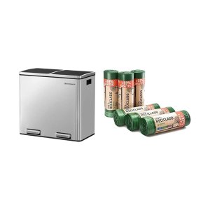 Recyclingvuilnisbak - Duobak - 2 compartimenten - soft-close - zilver