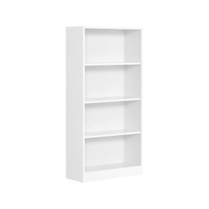 4-Neer boekenkast met verstelbare planken, boekenkast voor kinderen en opslag van thuiskantoor 60 x 24 x 121,5 cm, witte