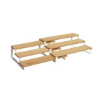 Spice -rekken, keukenplanken, set van 2, elk met 3 planken, bamboe, uitbreidbaar, stapelbaar, voor pantry, keuken, werkblad, natuurlijke witte