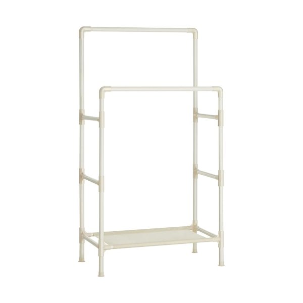 Kledingrek - BasiX - dubbele hangrails - opbergplank - wit