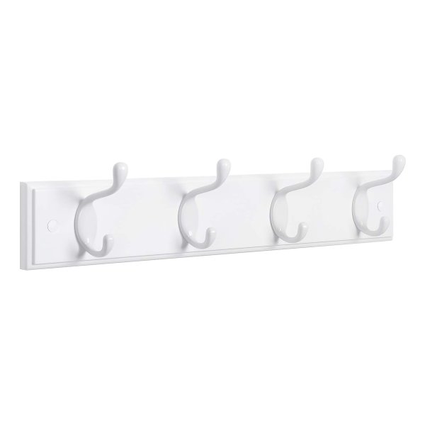 Wall Garderobe met 4 dubbele haken metalen ingang Meubels voor tasjacks Gebaal woonkamer slaapkamer wit