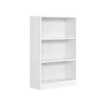 Boekenkast vrijstaand met 3 compartimenten, in hoogte verstelbare planken voor woonkamer, kinderkamer, kantoor, 60 x 24 x 93 cm, witte