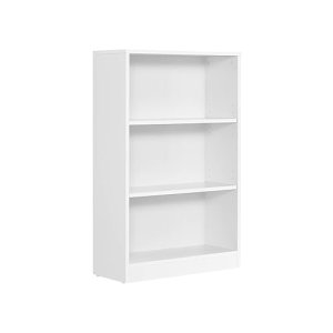 Boekenkast vrijstaand met 3 compartimenten, in hoogte verstelbare planken voor woonkamer, kinderkamer, kantoor, 60 x 24 x 93 cm, witte