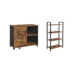 Multifunctionele Zijdelingse Bestandskast voor Thuiskantoor - Printerstandaard met 3 Laden en Open Opbergplanken - 4-Lagen Boekenrek en Boekenplank - Ideaal voor Opslag en Organisatie - Afmetingen 30 x 66 x 120 cm"