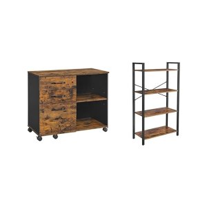 Multifunctionele Zijdelingse Bestandskast voor Thuiskantoor - Printerstandaard met 3 Laden en Open Opbergplanken - 4-Lagen Boekenrek en Boekenplank - Ideaal voor Opslag en Organisatie - Afmetingen 30 x 66 x 120 cm"