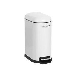 Slim afval bin, 10L pedaalbak, staal, verwijderbare binnenste emmer, langzame sluiting, voor smalle ruimte, witte LTB10WT