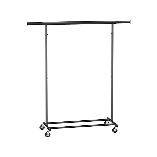 Kledingrek Heavy Duty op Wielen - Uittrekbare Roede, 90 kg Draagvermogen, Zwart
