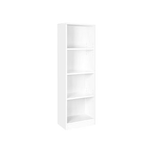 4 -laags boekenkast met hoogte verstelbaar voor woonkamer, slaapkamer, kantoor, 40 x 24 x 121,5 cm, witte LBC104W