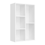 Boekenplank met 5 compartimenten voor woonkamer, studie, kinderkamer, kantoor, kamerscherm, 50 x 24 x 80 cm, witte LBC25WT