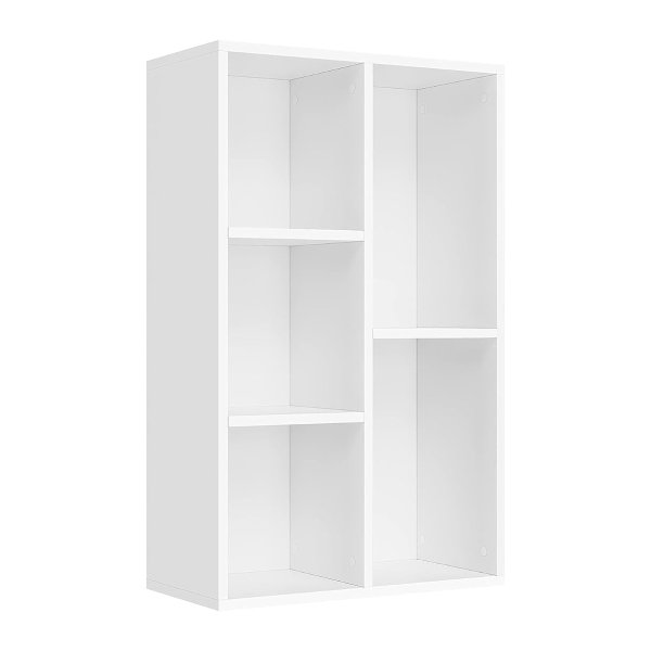 Boekenplank met 5 compartimenten voor woonkamer, studie, kinderkamer, kantoor, kamerscherm, 50 x 24 x 80 cm, witte LBC25WT