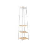 Garderobe Bestand Kleding Kandkast met 8 dubbele haken 4 planken Kledingrail met metalen frame voor jassen Zakken Galway Slaapkamer Oak Wit WIT LCR080W09