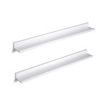 Zwevende planken set van 2, muurplanken richel met hoge glansafwerking, 80 x 10 cm, voor fotolijsten en boeken, woonkamer, gang, slaapkamer, badkamer, keuken, kantoor, witte