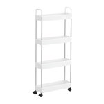 -4 Tier Trolley Kitchen Trolley Niche -plank op wielen met handgrepen keukenplank badkamerplank 40 x 13,5 x 93 cm witte