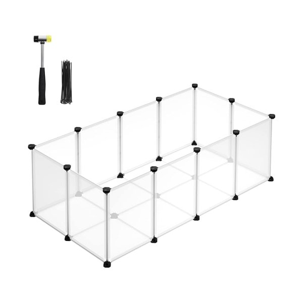 Buitenbehuizing met bodempanelen Pladen cavia -behuizing gemaakt van plastic hamsterhall konijn hedgehogs 125 x 63 x 42 cm witte