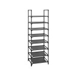 Schoenenrek, 8 niveaus, schoenenrek, schoenenhouder, smalle 46 x 28 x 145 cm, metalen frame, niet-geweven stofplanken voor gang, slaapkamer, zwarte