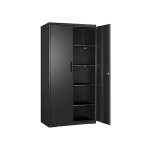 Archiefkast, multifunctionele kast, stalen opbergkast, 5 niveaus, dubbele deuren, slot, gereedschapskast, verstelbare planken, voor garage, werkkamer, woonkamer, zwart
