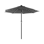 Paraplu met zonne -LED -verlichting, UV -bescherming tot UPF 50+, buigbaar, met Crank om te openen en te sluiten, zonder stand