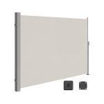 Zij blind met stalen doos, anti-rust, intrekbaar, 180 x 350 cm, schot, zonbescherming, ondoorzichtig, windscherm, voor balkon, terras, tuin, beige GSA185T02