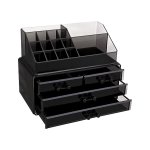 Cosmetische standaard voor cosmetica -organisator in acryl met 4 laden voor badkameropslag in lippenstift slaapkamer sieraden nagellak naaimiet zwart