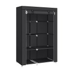 Kledingkaste Rek met 1 kleding Rail 6 planken niet-geweven metalen frame 45 x 105 x 168 cm voor slaapkamergang Black