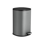 5L Waste Bin met stalen pedaal binnenste emmer en dekselhandgreep discrete sluiting luchtdicht voor badkamer, toilet, grijs en zwart
