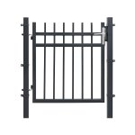 Tuinhek, van gegalvaniseerd ijzer, tuindeur, hekpoort, tuinpoort, robuust en duurzaam, met kwaliteitsslot, deurklink en sleutels, afmeting: 106 x 100 cm (l x h), kleur: grijs