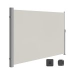 Laterale blind met stalen doos, anti-rust, intrekbaar, 200 x 300 cm, afdichting, zonbescherming, ondoorzichtig, windbreker, voor balkon, terras, tuin, beige GSA200K02