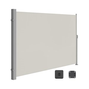 Laterale blind met stalen doos, anti-rust, intrekbaar, 200 x 300 cm, afdichting, zonbescherming, ondoorzichtig, windbreker, voor balkon, terras, tuin, beige GSA200K02