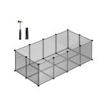 Buitenbehuizing met bodempanelen Plapen cavia -behuizing gemaakt van plastic hamsterhall konijn hedgehogs 143 x 73 x 46 cm grijs LPC002G01