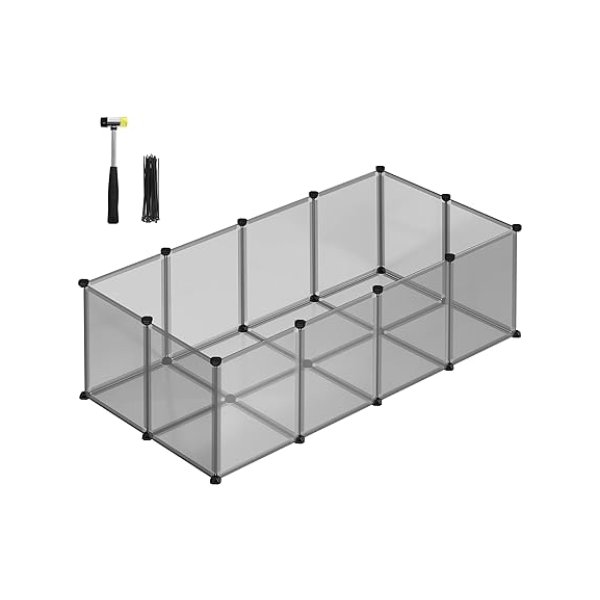 Buitenbehuizing met bodempanelen Plapen cavia -behuizing gemaakt van plastic hamsterhall konijn hedgehogs 143 x 73 x 46 cm grijs LPC002G01