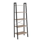 Schaalplank, industriële bibliotheek op 5 -niveau, opslagplank, met stalen frame, voor woonkamer, keuken, grège en zwarte