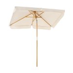 Balkonparasol, 200 x 125 cm, rechthoekige zonwering voor het balkon, zonbeschermingsfactor UPF 50+, met ribben van hout, knikbaar, zonder standaard, 200 x 125 cm, beige