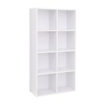 Boekenkast boekenplank met 8 compartimenten, vloer staande kantoorplank, vrijstaande kantoorplank, decoratie, kantoor, woonkamer, slaapkamer, kinderkamer, wit, LBC24WT