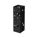 Metalen paraplustandaard, vierkante parapluhouder met druppellade en 4 haken, 15,5 x 15,5 x 49 cm, zwarte