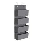 Hangende organisator met 4 compartimenten, hangdeuropslag voor slaapkamer, kantoor, kinderkamer, 33,5 x 12 x 100 cm, grijs