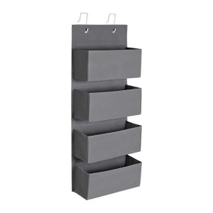 Hangende organisator met 4 compartimenten, hangdeuropslag voor slaapkamer, kantoor, kinderkamer, 33,5 x 12 x 100 cm, grijs